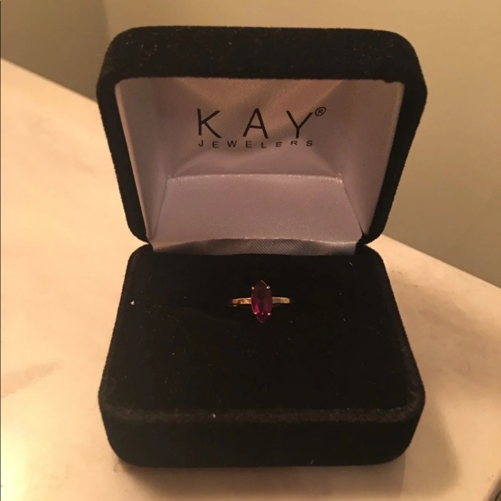 Ruby Marquise 10K Gold Ring Size 6